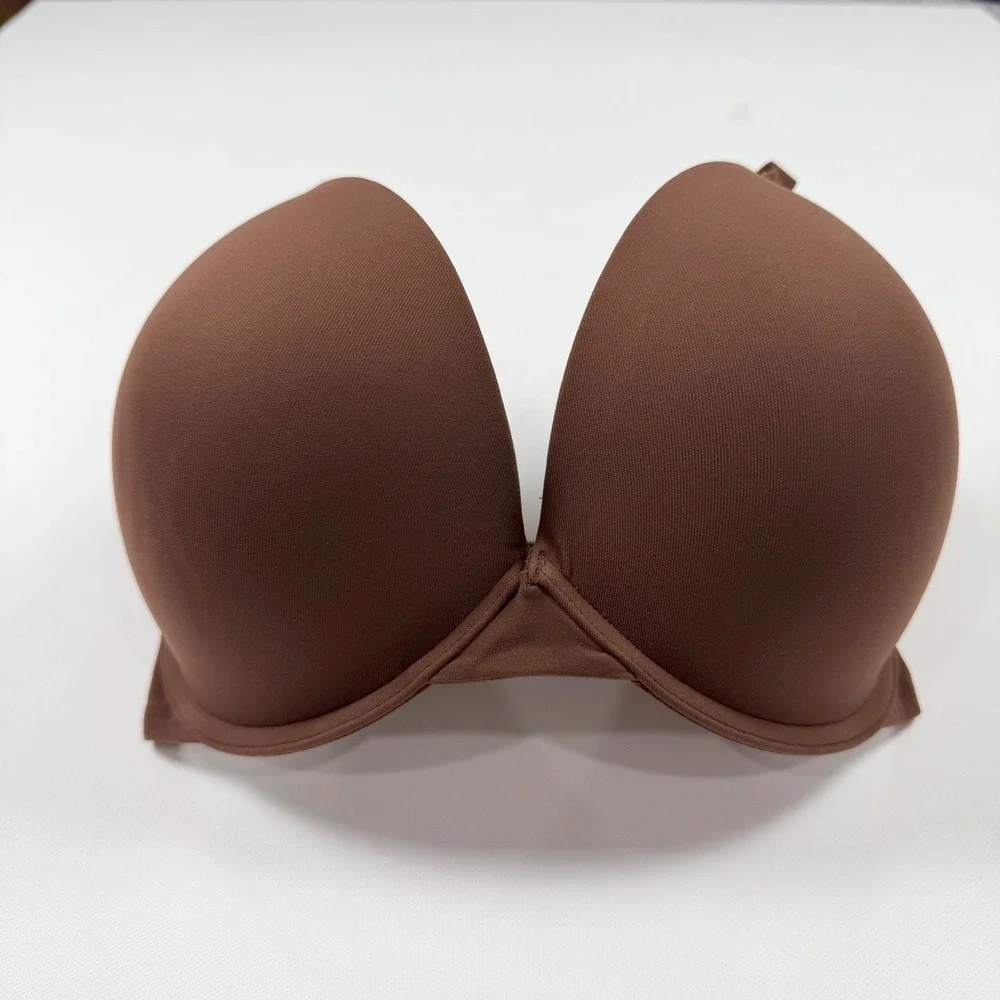 Skims Ultimate‎ Bra Women 32H Brown Excellent Push Up Plunge Underwire Seamless - Picture 2 of 7